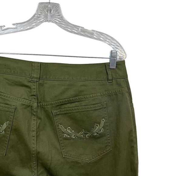 Chico's Womens Chelsea Darlita Pants Stretch Embroidered Gems Pockets Green 2.5R - Picture 7 of 7